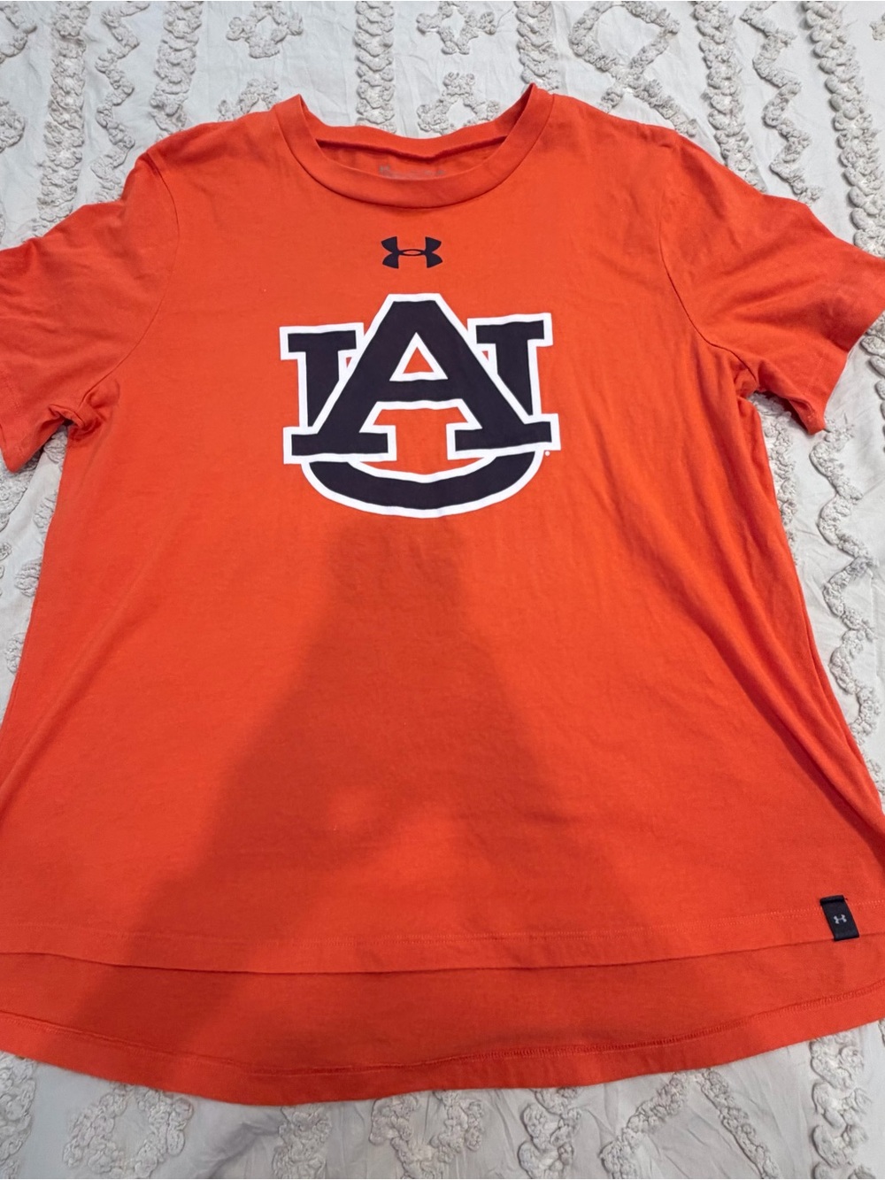 Under Armour Orange Auburn Logo Short Sleeve Tee